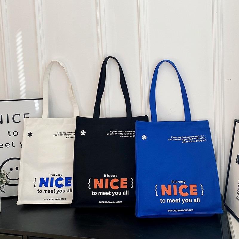 Modieuze draagtas Nieuwe vrouwelijke student make-uptas Canvas tas Dagelijkse pendeltas Grote capaciteit okseltas