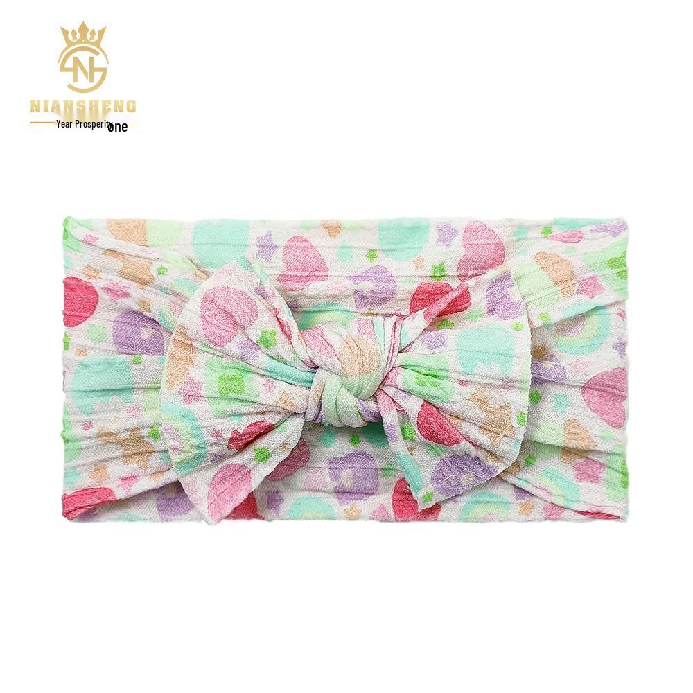 Frühlings-Jacquard Doppelreihiges Nylon-Stirnband mit bedruckter Schleife für Babys
