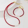 Natural Red Crystal Freshwater Baroque Pearl Single-Strand Necklace & Bracelet Set - Elegant High-End Design