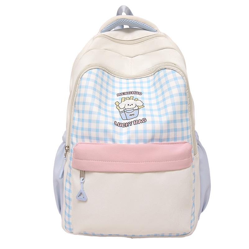 Extra Large Japanese Style Plaid Backpack for Middle & High School Students