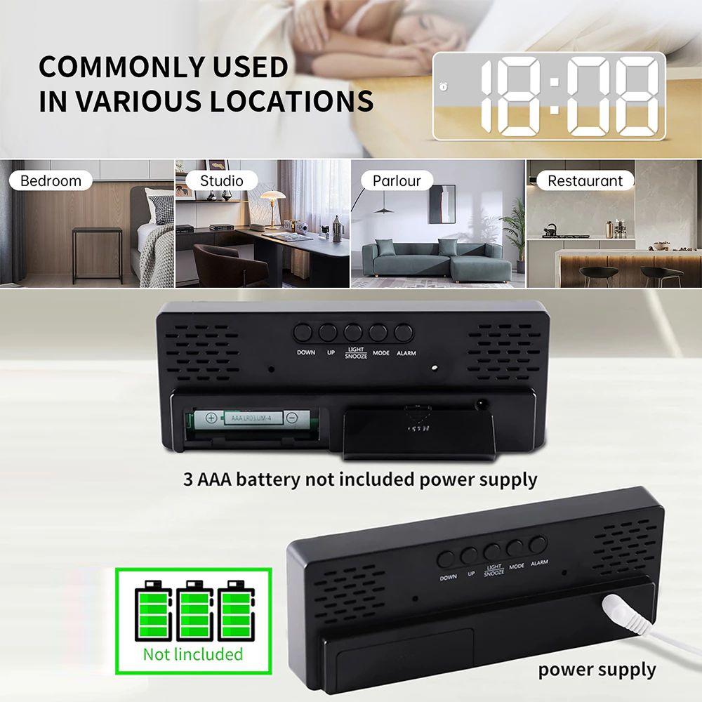 Plastic LED Electronic Alarm Clock Dual Alarm Desktop Clock  Office