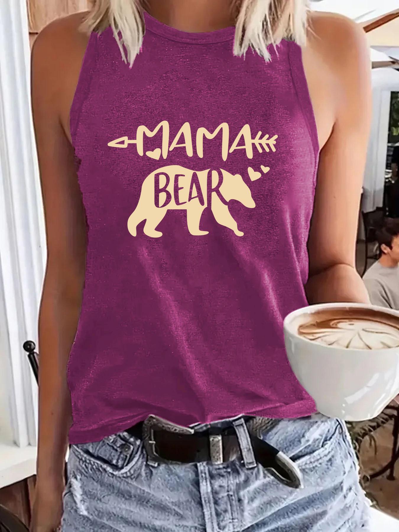 

Майка без рукавов с круглым вырезом и принтом MAMA для весны/лета Small темно-красного