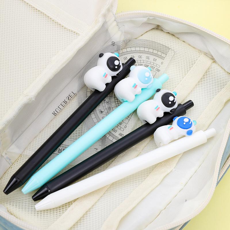 2Pcs Cute Astronaut Press Waterbased Pen Spacemen Creative Retractable Neutral Pen Black Writing Pen School Stationery