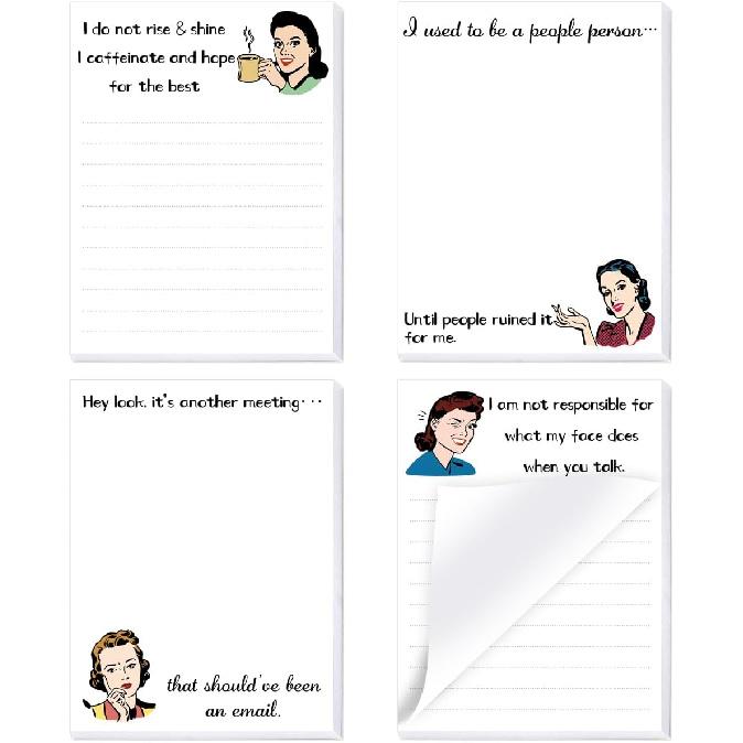 Fancy Land Funny Notepads for Women Sarcastic Work Notepad Novelty Memo Pad To Do List for Adults Coworkers Colleague Office Supplies 4Pcs