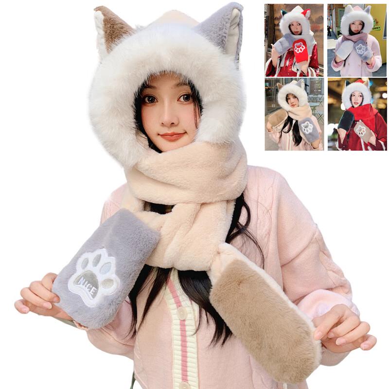 LCsanyp Зимний Велосипедный Набор из 3 Предметов: Шапка с Ушами, Шарф и Перчатки