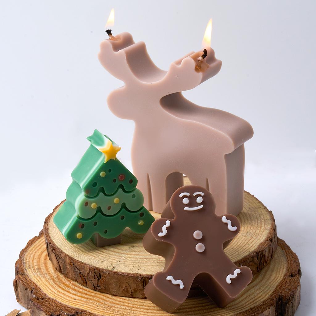 3D Christmas Ornaments Silicone Candle Mold DIY Christmas Tree Snowflake Molds Soap Plaster Resin Casting Mould Home Crafts Deco