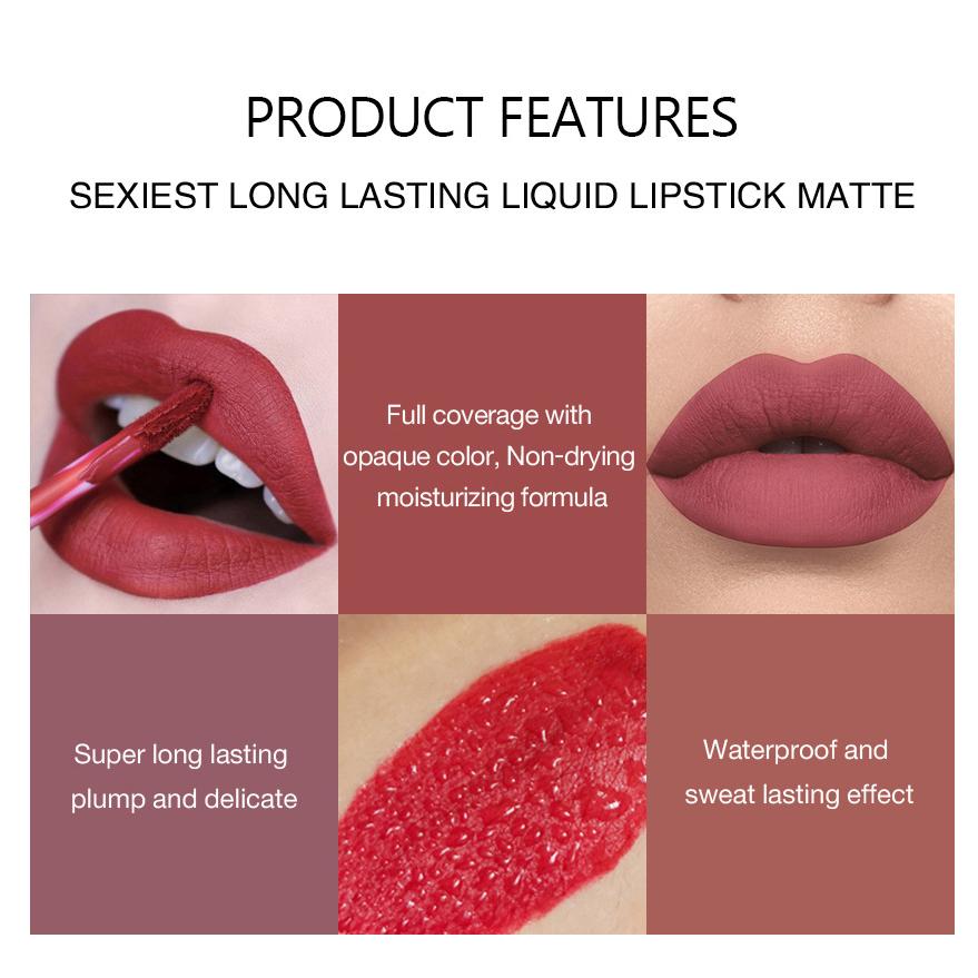 5 In 1 Lipstick, Five Color Matte Waterproof Velvet Long Lasting Lipstick,   Creamy Texture Ladies Gift Valentine's Day Gifts