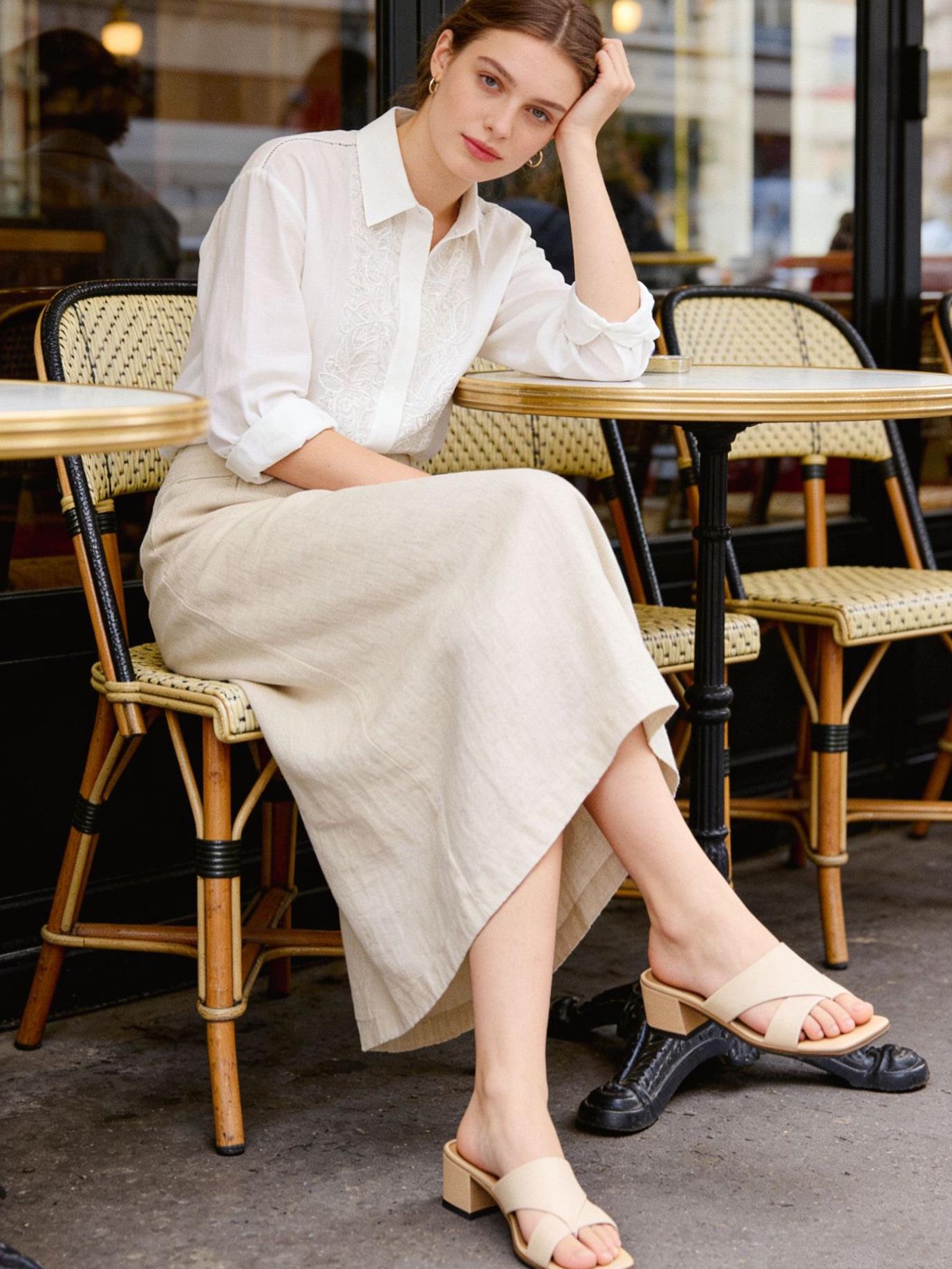 2026 Spring Women s French Linen White Shirt with Heavy Lace Patchwork Design Small белый
