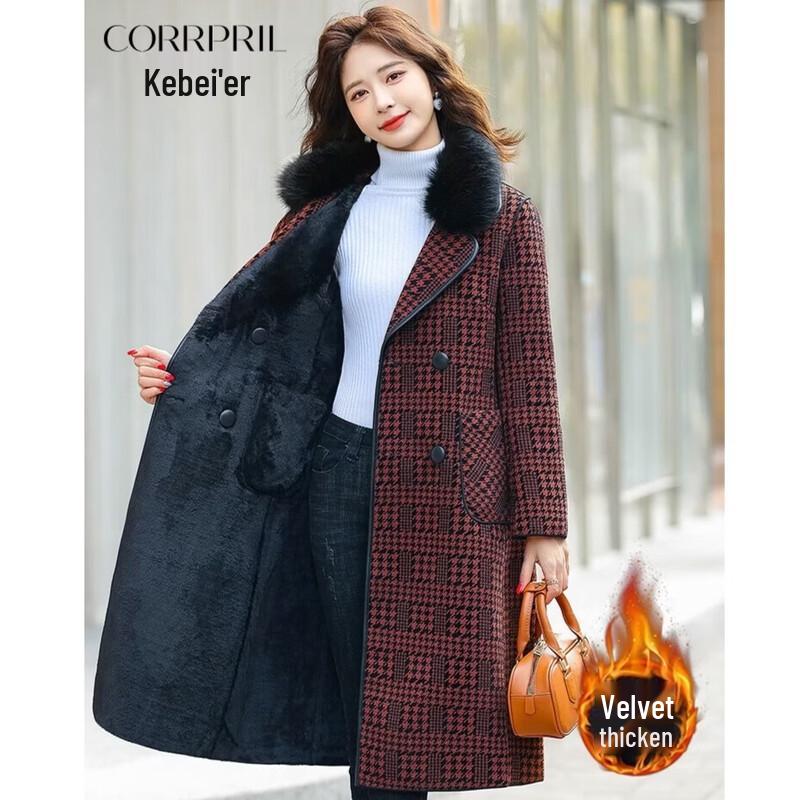 

Kebeli Women s Premium Plaid Reversible Wool Blend Coat 3XL