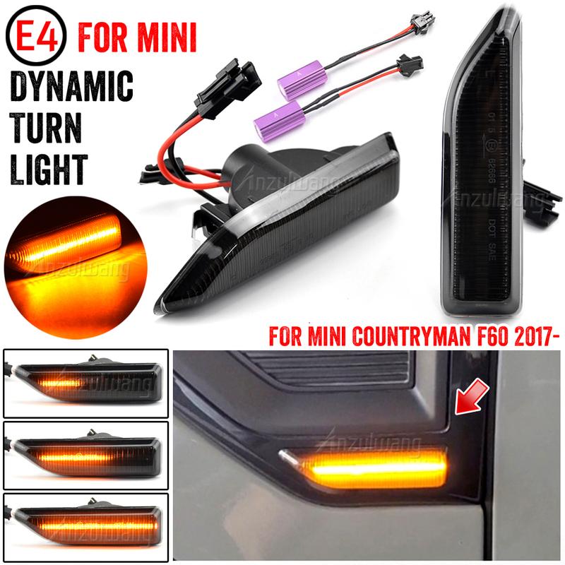 For Mini Countryman F60 2017 2018   Dynamic Sequential LED Side Marker Light Flowing Turn Signal Lamp