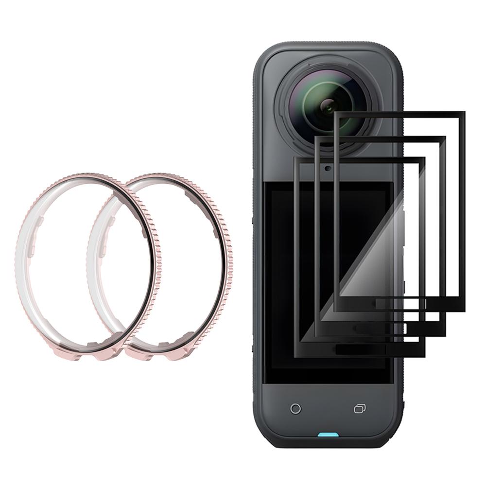 5in1 for Insta360 X5 Optical Glass Rotating Lens Camera Protector Screen Protector Kit HD Anti-scratch Films for Insta 360 X5