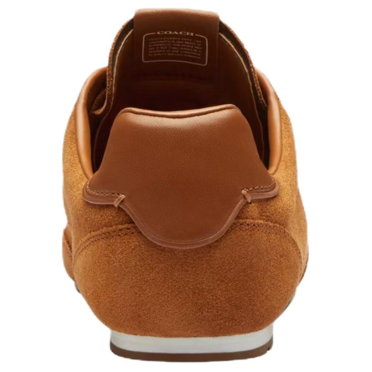 Coach De Xun Leather Suede Round Toe Flat Low Top Casual Shoes Women sneaker Brown CAQ41-Y2G