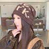 Knitted Letter Jacquard Cold Hat Women's Autumn and Winter New Versatile Ear Protectors Stacking Hat Fashionable Small Face Big Head Circumference Hat