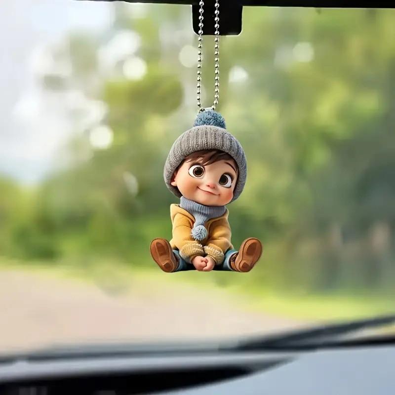 Acrylic Car Whimsical Pendant Cheerful Cartoon Style Ideal For Home Decoration