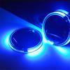 Pair 68Mm Round Solar+Usb Charging Car Cup Holder Bottom 7 Color Rgb Led Lights