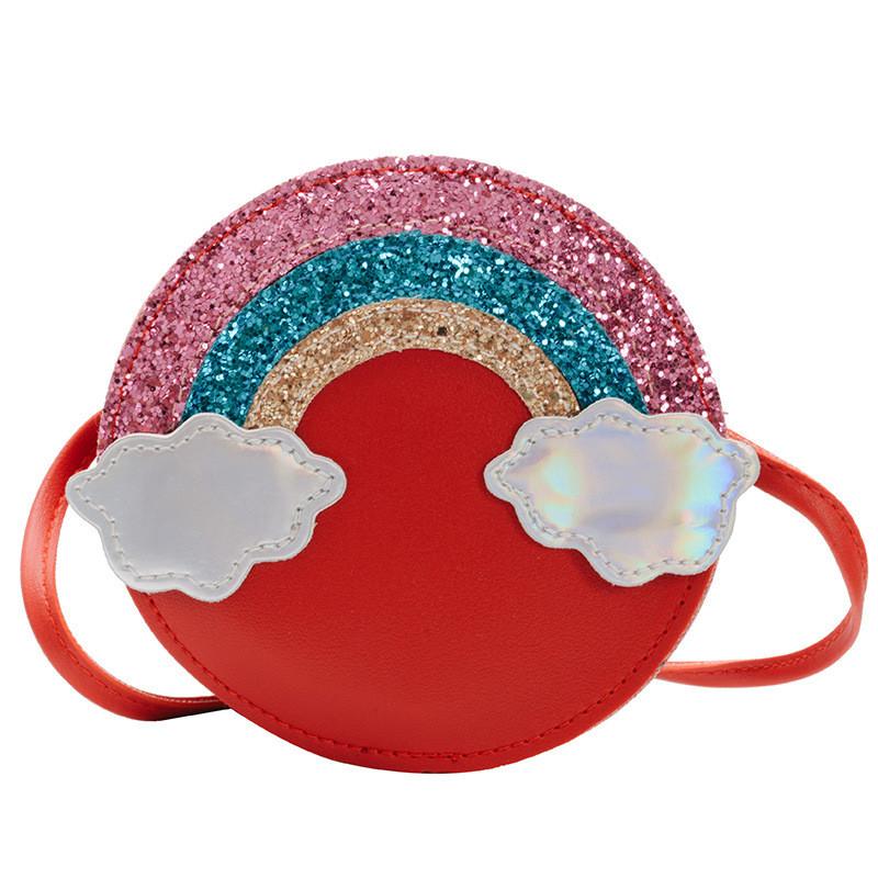 Rainbow Fashion Shoulder Bag Cartoon Kids Purse With Breathable Fabric Daily Use