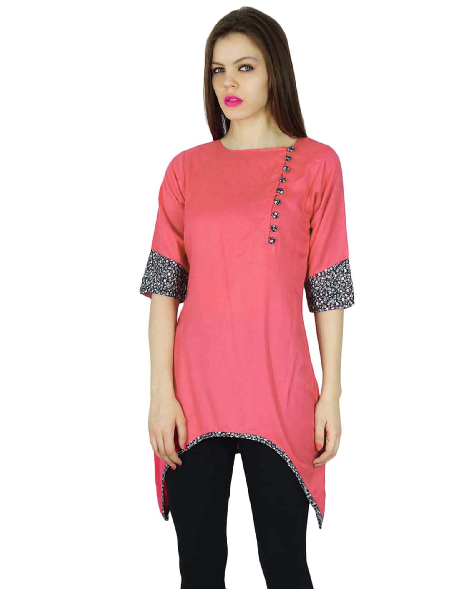 

Жіноча повсякденна верхня туніка з віскози Phagun Indian Pink Kurti Top Designer Kurta 26 рожевий