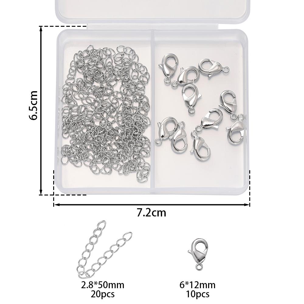 1Box 18K Gold Color Plated Lobster Clasps Extension Chains Sets For Diy Bracelet Necklace  Jewelry Making Accessories