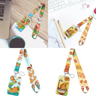 Badge Card Holder with Lanyard Colourful Lanyard Lovely Card Holder Capybara Neck Strap Present for Nurse Students