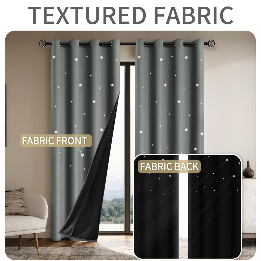 Chunya Textile Hollow Star Blackout Curtains Living Room Sunscreen And Heat Insulation Finished Curtains