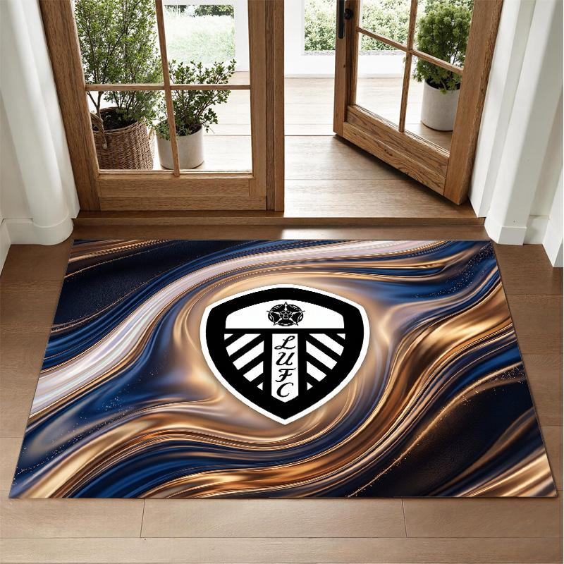 Leeds United Football Design Crystal Velvet Rug Soft Decorative Mat for Bedroom Entrance