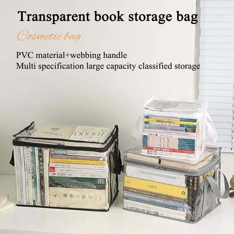 Foldable Book Box Student Dormitory Classroom Book Organizer Transparent Waterproof Household Book Organizing Storage Box