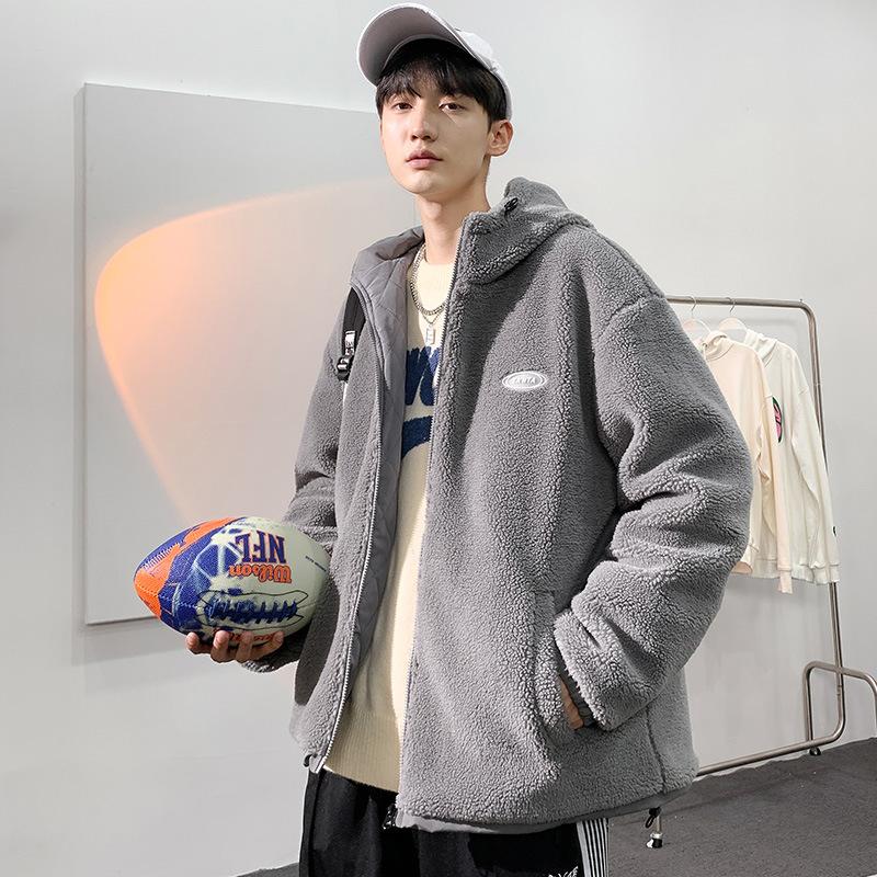 

Осенне-зимняя куртка из овечьего бархата, универсальное и модное хлопковое пальто с капюшоном для пары, теплое, свободное, повседневное, мужской красивый топ 4XL