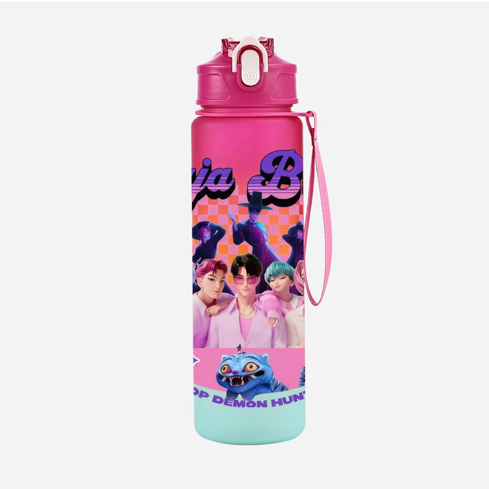 750Ml Water Bottler Anime K-Pop Demon Hunters Printed Character Water Cup Large Capacity Outdoor Portable Rope Drinking Bottle for Boy Girl Gift