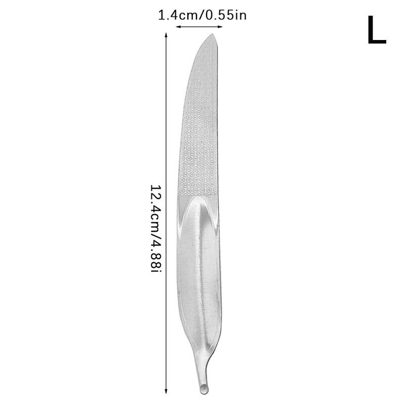 1Pcs Double Sides Nail Files Feather Manicure Pedicure Grinding Grooming Stainless Steel Nail File Buffer Toenail Sanding Tool L