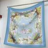 New Flower Designer Scarves Twill Silk Large Square Scarf Women Travel Shawl Headscarf 90Cm Luxury  Modern Flowers