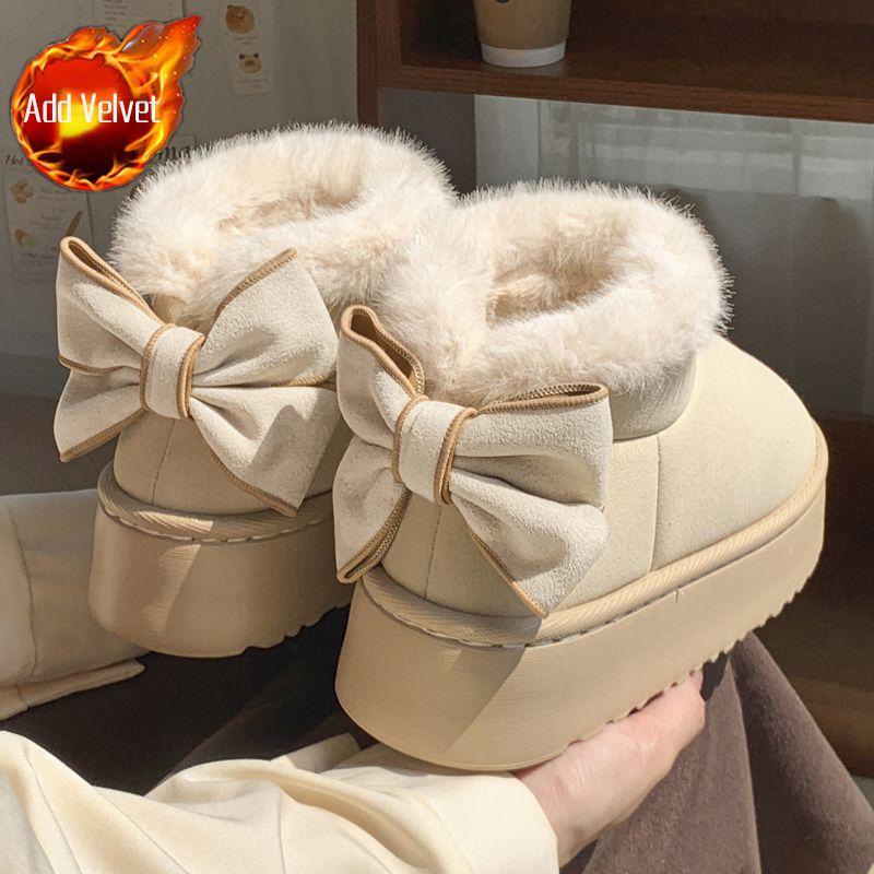 

Ботинки-дутики на толстой подошве для женщин, плюшевые, с круглым носком, женская обувь, зимние, кавайные, до щиколотки, новинка 2025, меховые, трендовые, модные, утепленные 41