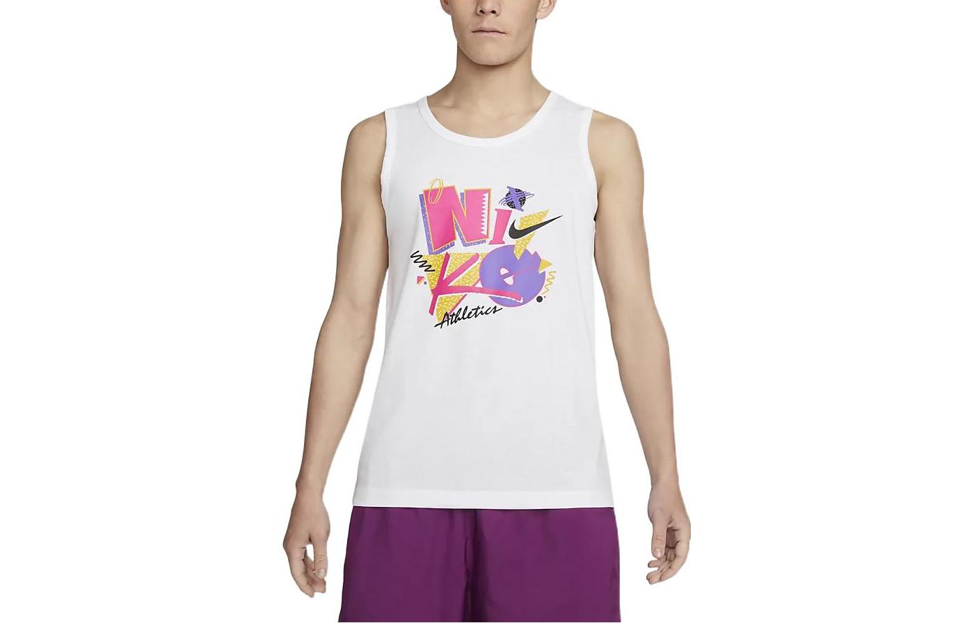 Nike Tank Tops Men s White Crew Neck Moderate Straight Fit DM6262-100 L
