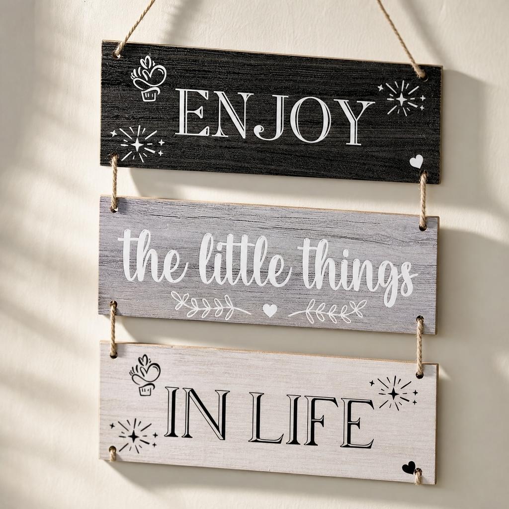 Wooden Hanging Sign Wall Decor for Home Rustic Farmhouse Style Decorative Plaque for Living Room Bedroom Outdoor Use with Rope Hanger