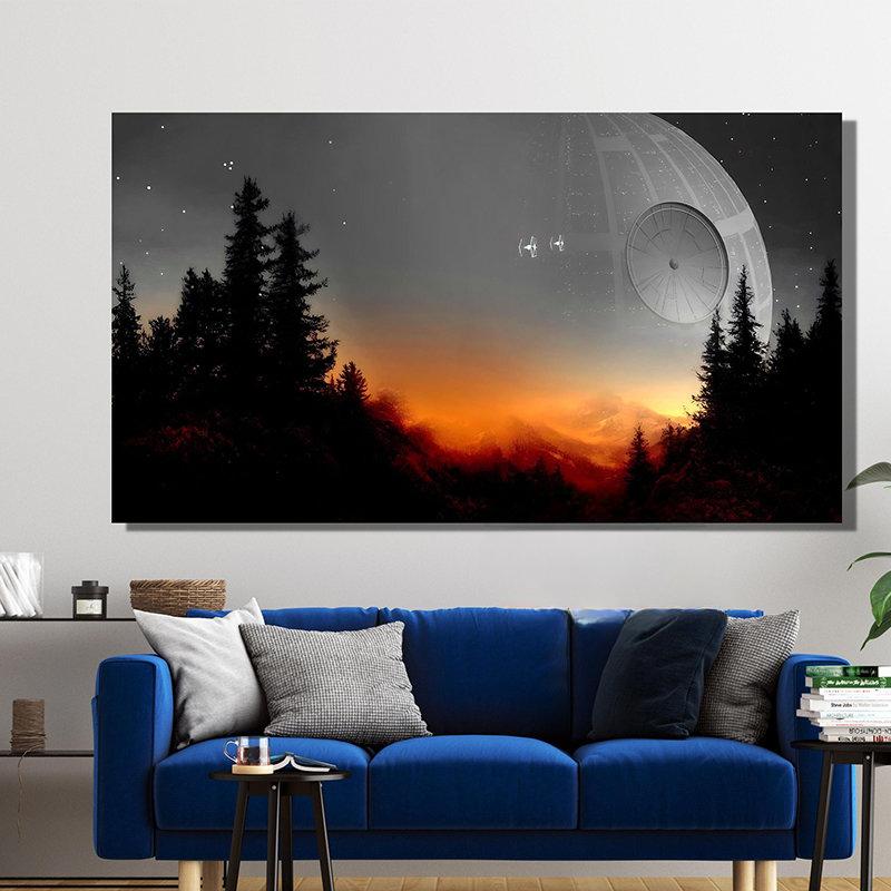 Star Universe Berge Landschaft Weltraumkrieg Poster Drucke Leinwand Malerei für Wohnzimmer Büro Wand Kunst Bilder Wohnkultur