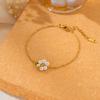European Style 18K Gold-Plated Pearl Flower Bracelet with Twisted Rope Design, Hypoallergenic Jewelry