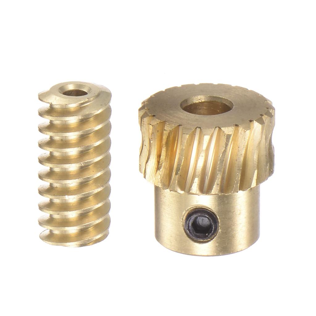 uxcell Brass Worm Gear Set, 0.5 Coefficient, 20T, 20:1 Reduction Ratio, 2.3mm Bore Diameter, Right-Hand Drive Gearbox Wheel Shaft Kit for Small Motors