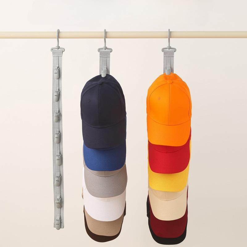 Hat Organizer Display Hanging Rope Hat Storage Clips Wardrobe Hat Rack for Baseball Caps Hat Hanger for Closet Door and Bedroom