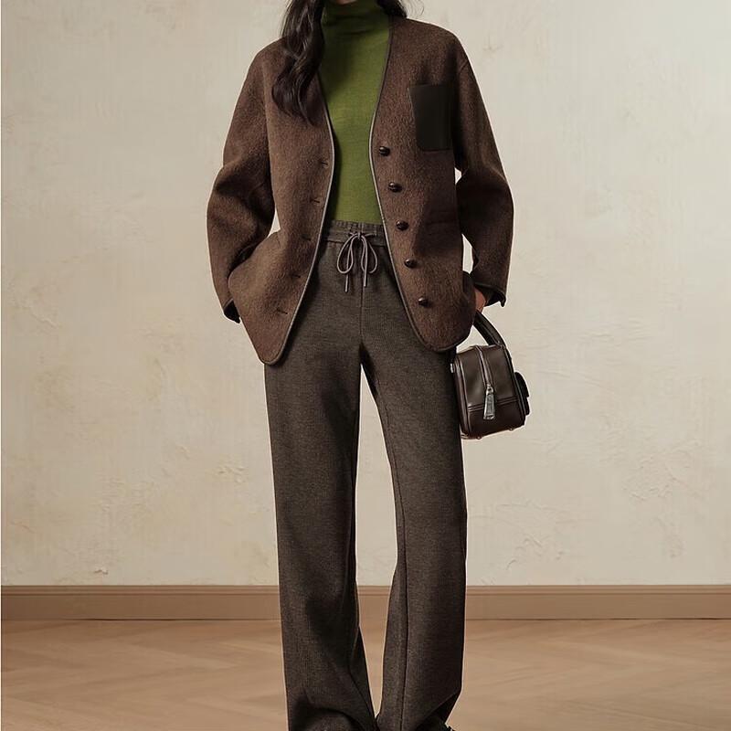 JOOOYS Wool-Blend Cozy Straight-Leg Trousers