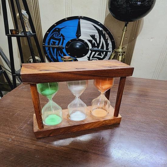 Handcrafted Wood, Glass Sand Timer for a Timeless Touch 12.7 Cm Beautiful Gift for Christmas, Wedding Gift, Father's Day, Mother's Day Gift