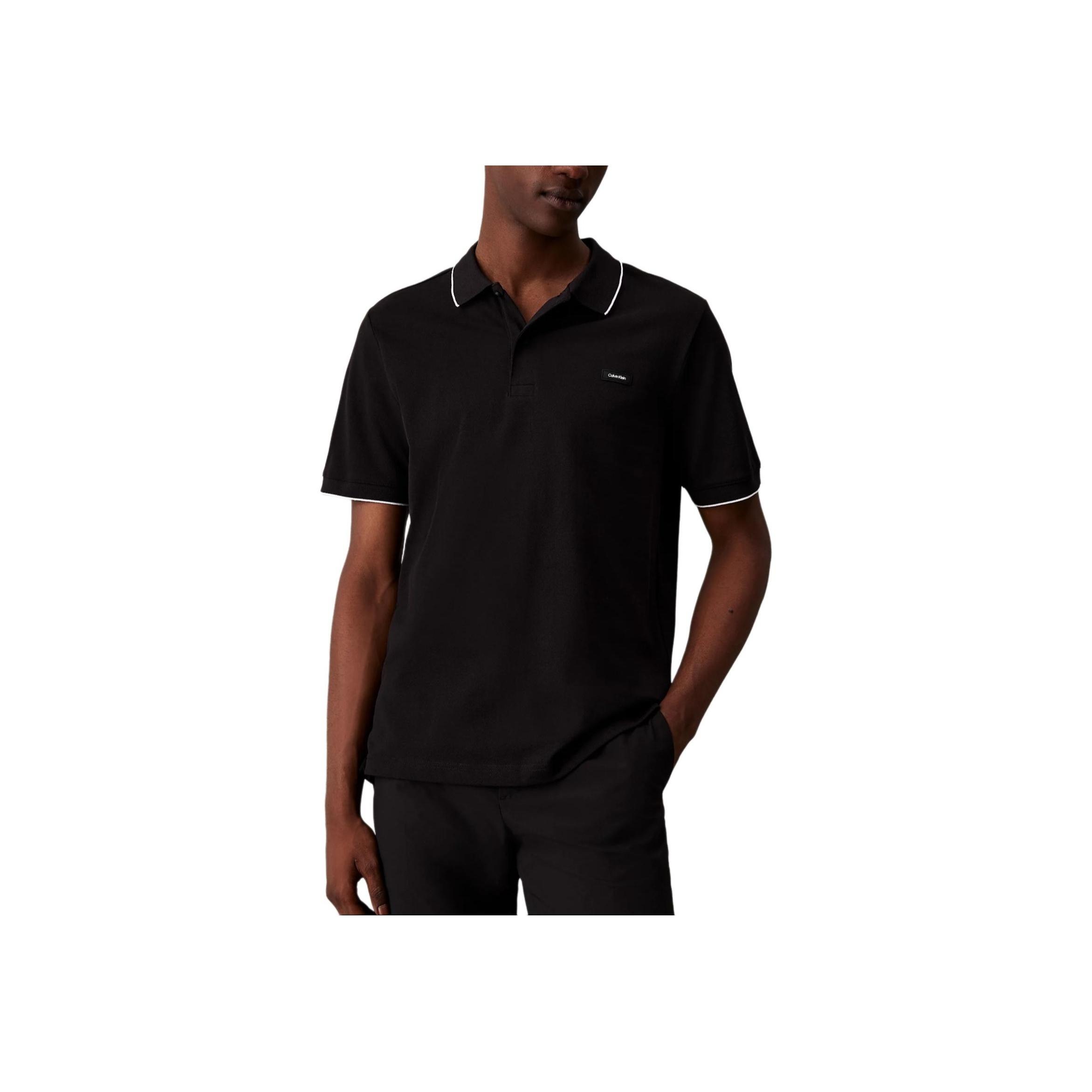 

Calvin Klein Slim Fit Casual Comfortable Ribbed Knit Polo Shirt Men tops Black K10K112751-BEH XL
