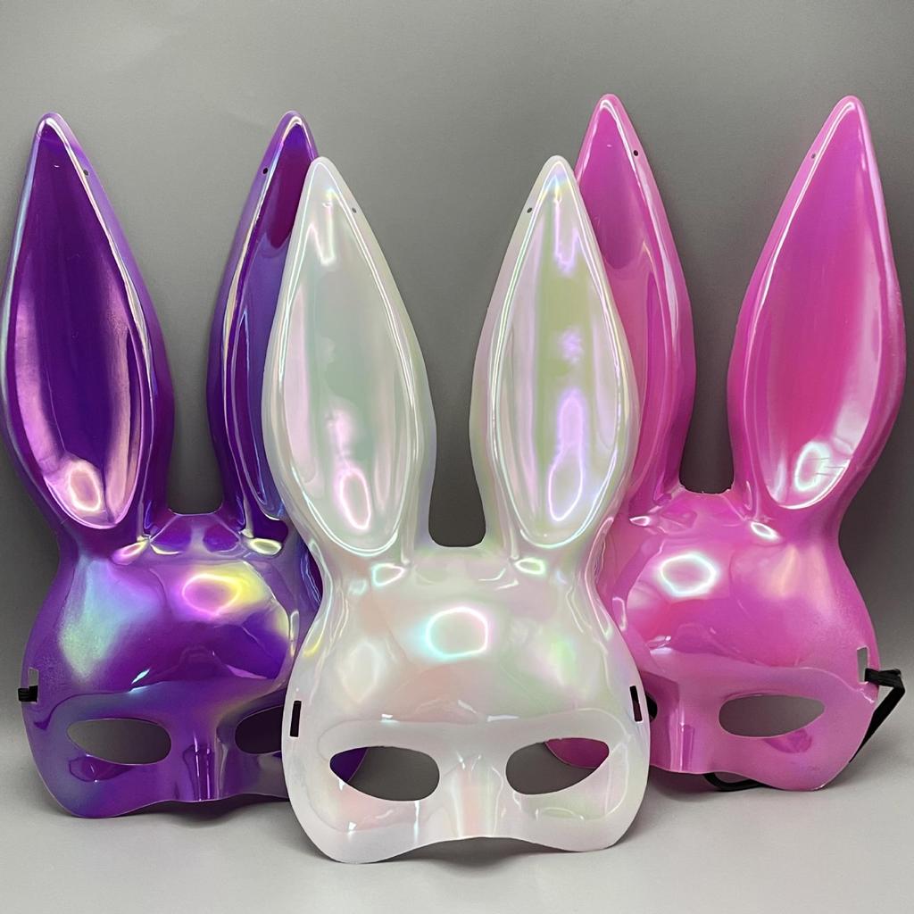 Glossy Electroplated Bunny Mask for Christmas and Halloween Parties