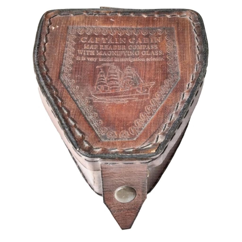 Personalized Maritime Sextant with Vintage Leather Box - Nautical Antique Christmas Decor
