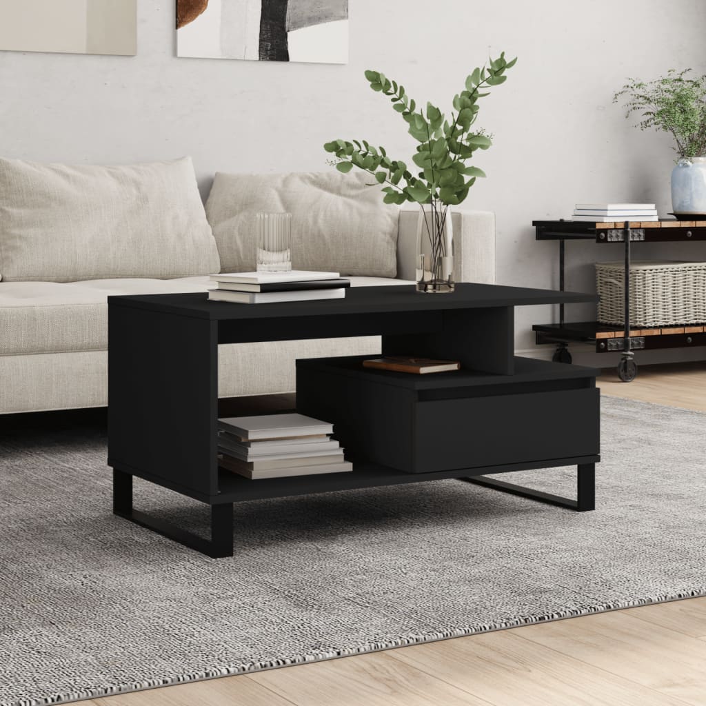 Coffee Table, Black 90x49x45 Cm, Wood-based Material