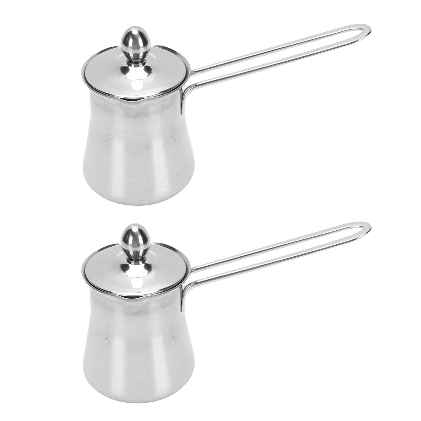 

2 шт. Турка для кофе 15 жидких унций из нержавеющей стали, ковш для подогрева молока и масла, кастрюля для плиты, сковорода для растапливания шоколада L