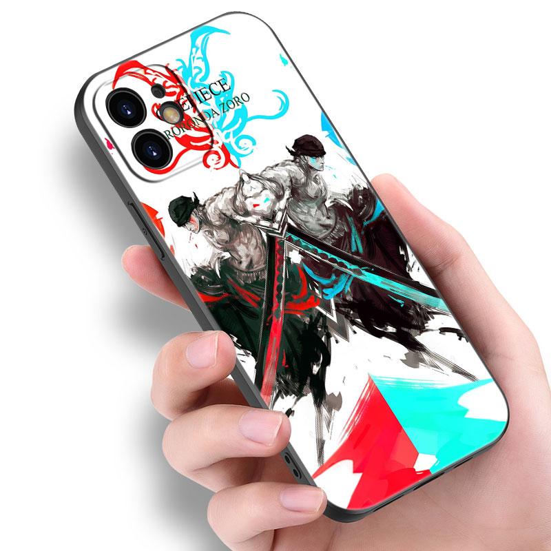 Anime Roronoa Zoro Handyhülle für Apple iPhone 14 13 12 Mini 11 Pro Max 7 8 XR X XS 7 8 Plus SE 2020 2022 Schwarze Softcover