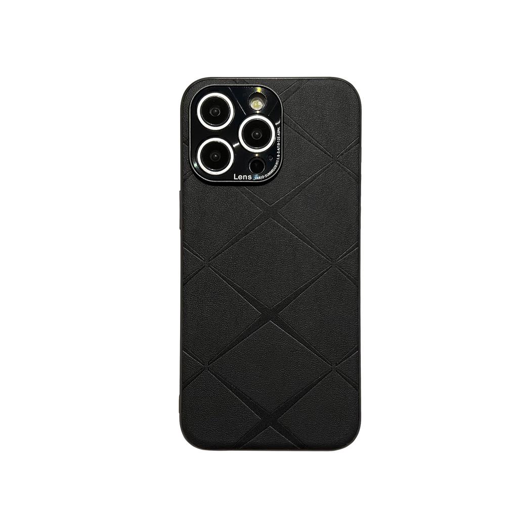 Metall Linsenring für Apple 15 Handyhülle für IPhone 14 Promax Anti-Sturz 13 Diamantmuster Leder Schutzhülle