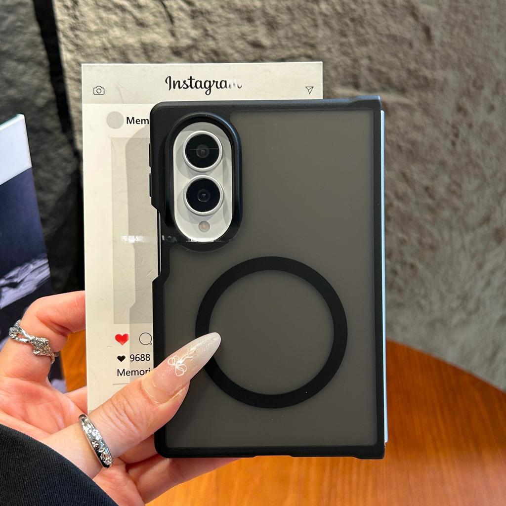 Luxury Matte Frosted Magnetic for Magsafe Phone Case for Samsung Galaxy Z Fold 8 Ultra ZFold8 7 Wireless Charging PC TPU Cover