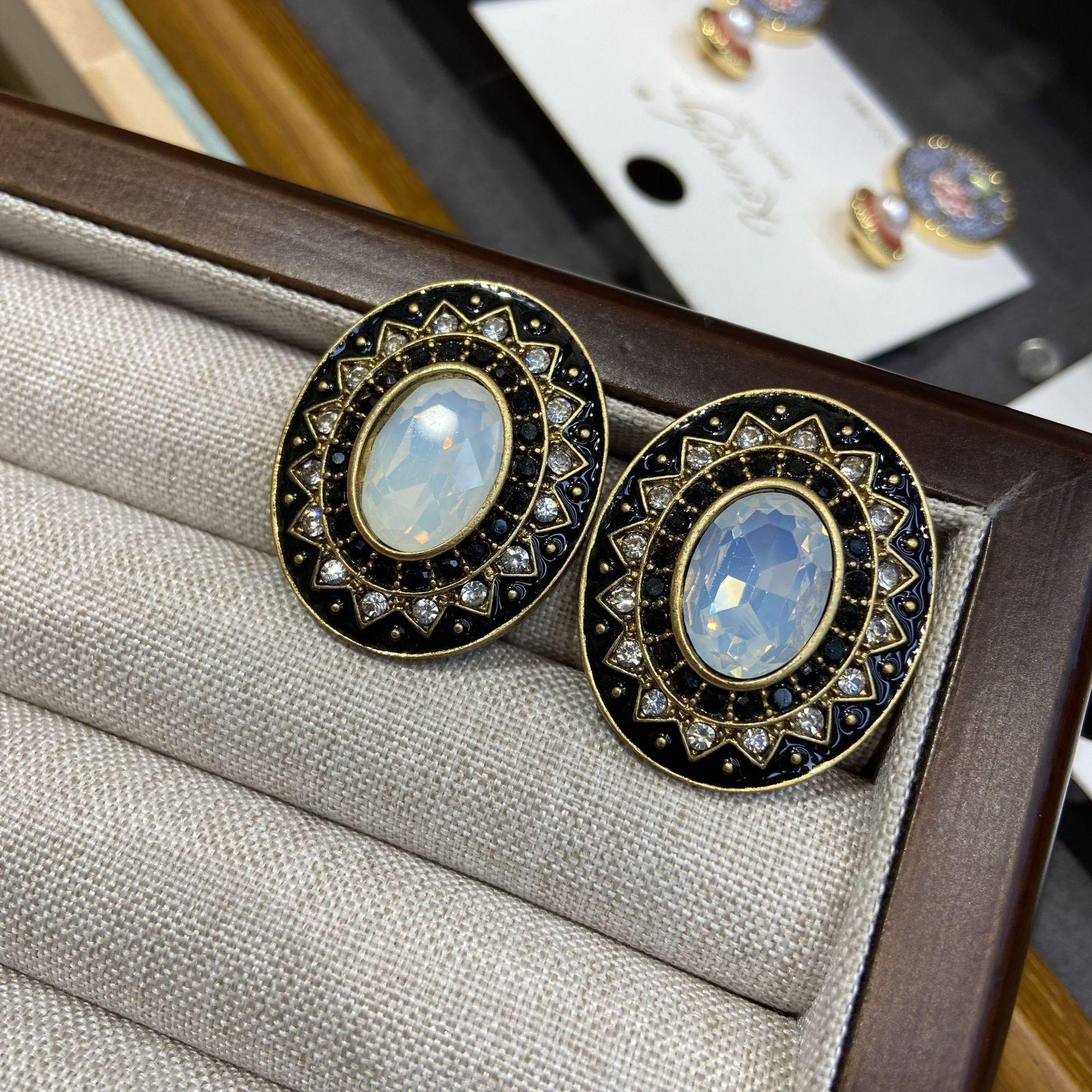 

Темперамент универсальные овальные эмалевые серьги-гвоздики с кристаллами женские средневековые украшения серебряные 925 пробы серьги-гвоздики с маркировкой HD oil diamond