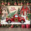 Winter Holiday Banner Red Truck Design Xmas Display Holiday Backdrop Wreath Ornament Snowy Christmas Backdrop For Christmas