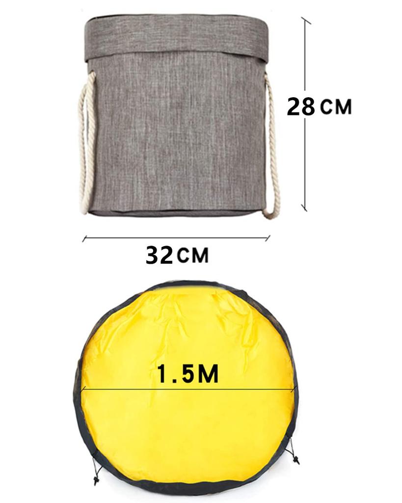 Samcos Toy Storage Bag, Kids Play Mat, Foldable, Large Capacity, 150cm Diameter, Storage Basket with Lid, Baby Shower Gift, Birthday Present, Easy